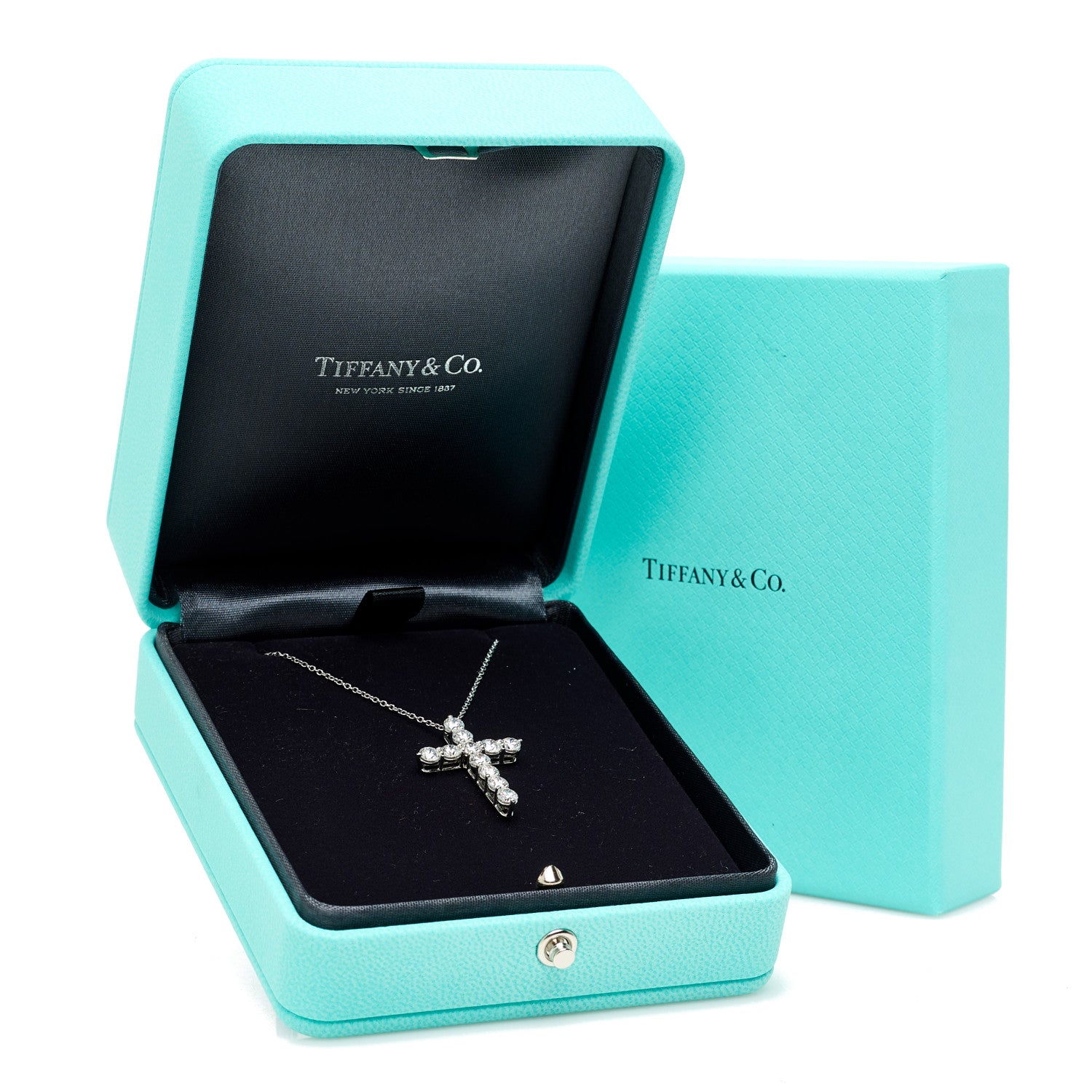 Tiffany Platinum Diamond Large Cross Pendant Necklace 7 of 7