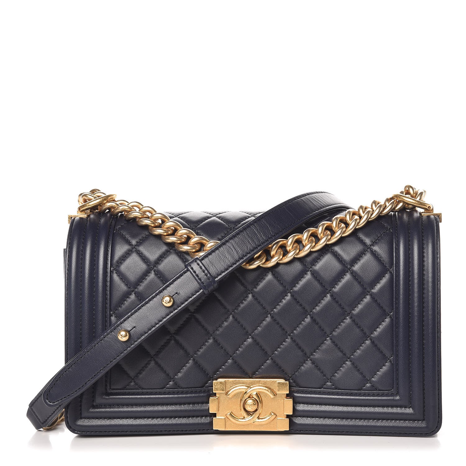 Chanel Lambskin Quilted Medium Boy Flap Navy 1 of 12