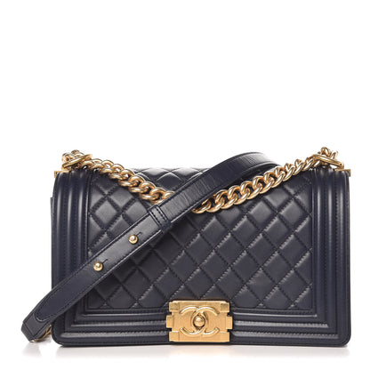 Chanel Lambskin Quilted Medium Boy Flap Navy 1 of 12