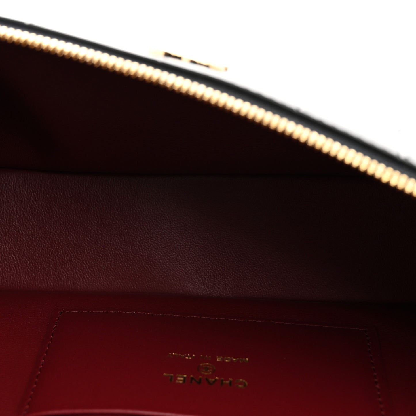 Calfskin Crocodile Embossed Slim Vanity Case With Chain  Black