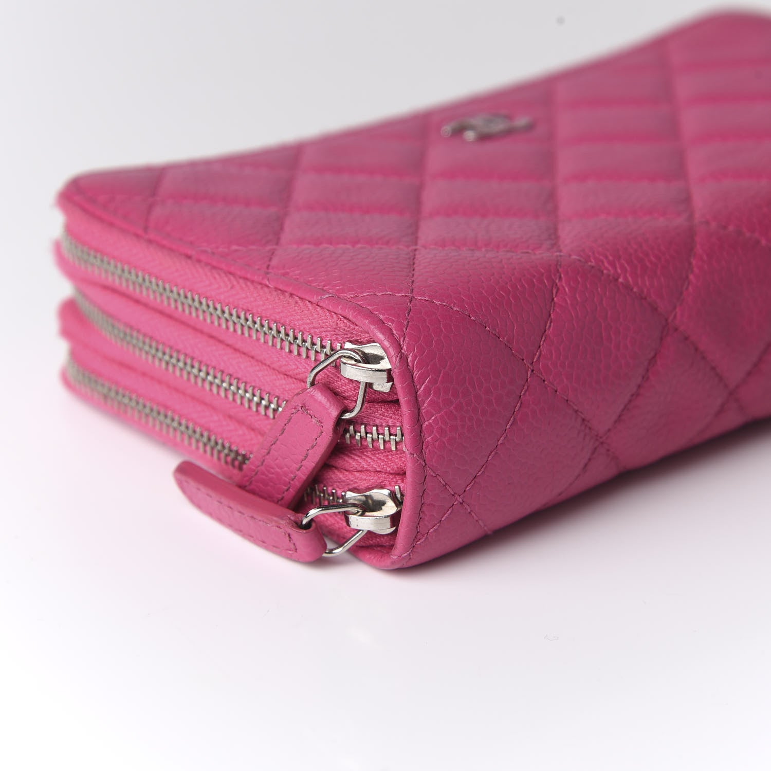 Chanel Caviar Quilted Triple Zipper Wallet Pink 6 of 13