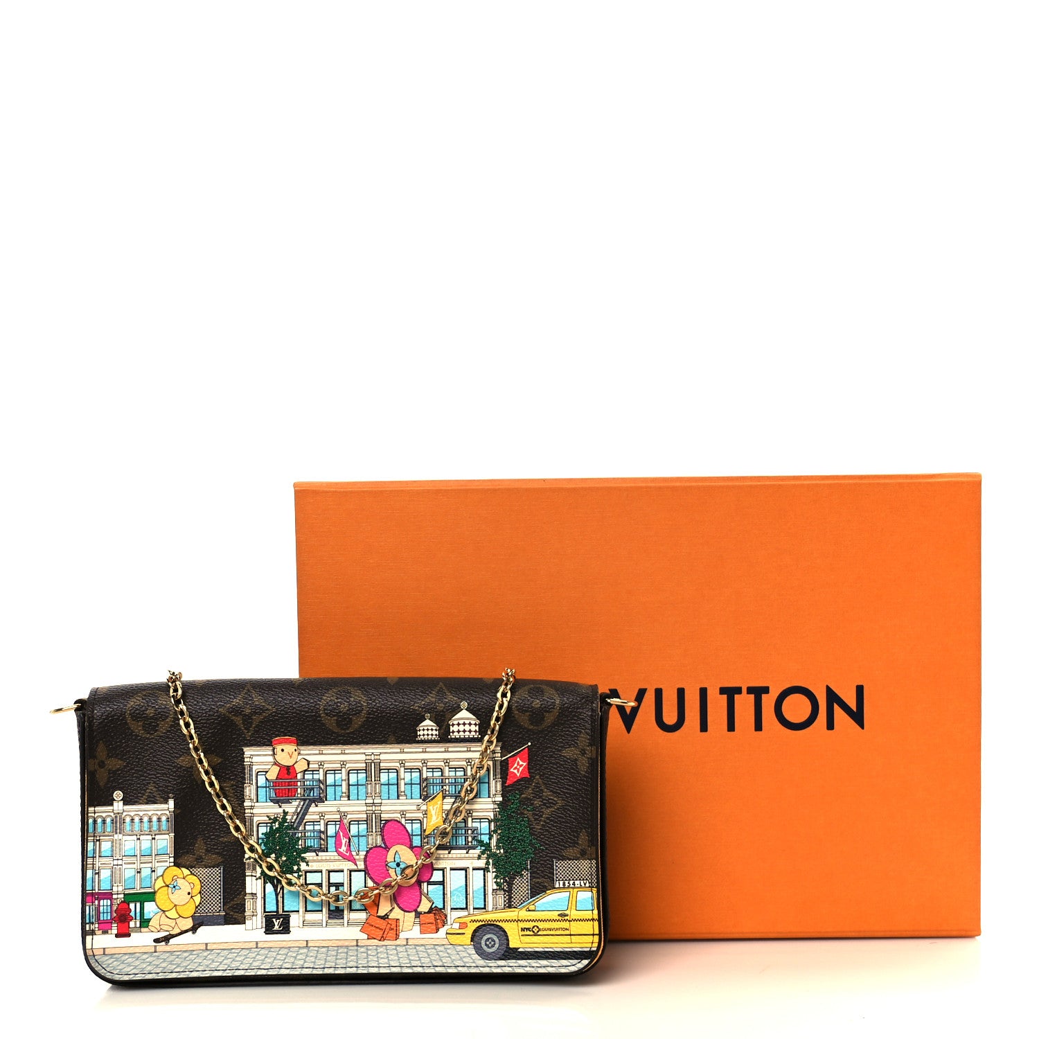 Louis Vuitton Monogram 2022 Christmas Animation New York Soho Pochette Felicie Chain Wallet Yellow 14 of 14