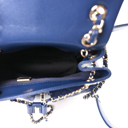 Chanel Shiny Caviar Quilted Medium Duma Pockets Drawstring Backpack Dark Blue 5 of 10