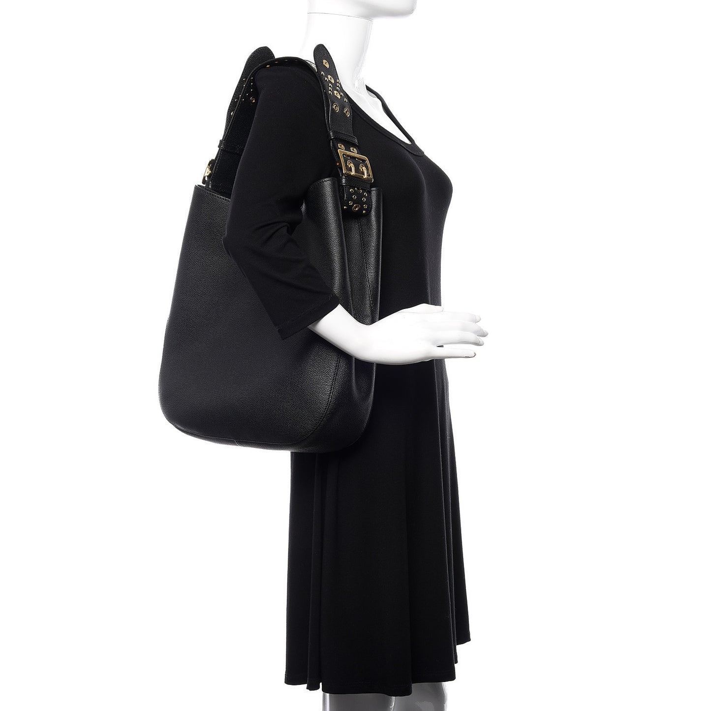Soft Grainy Calfskin Small Studded Elmstone Hobo Black
