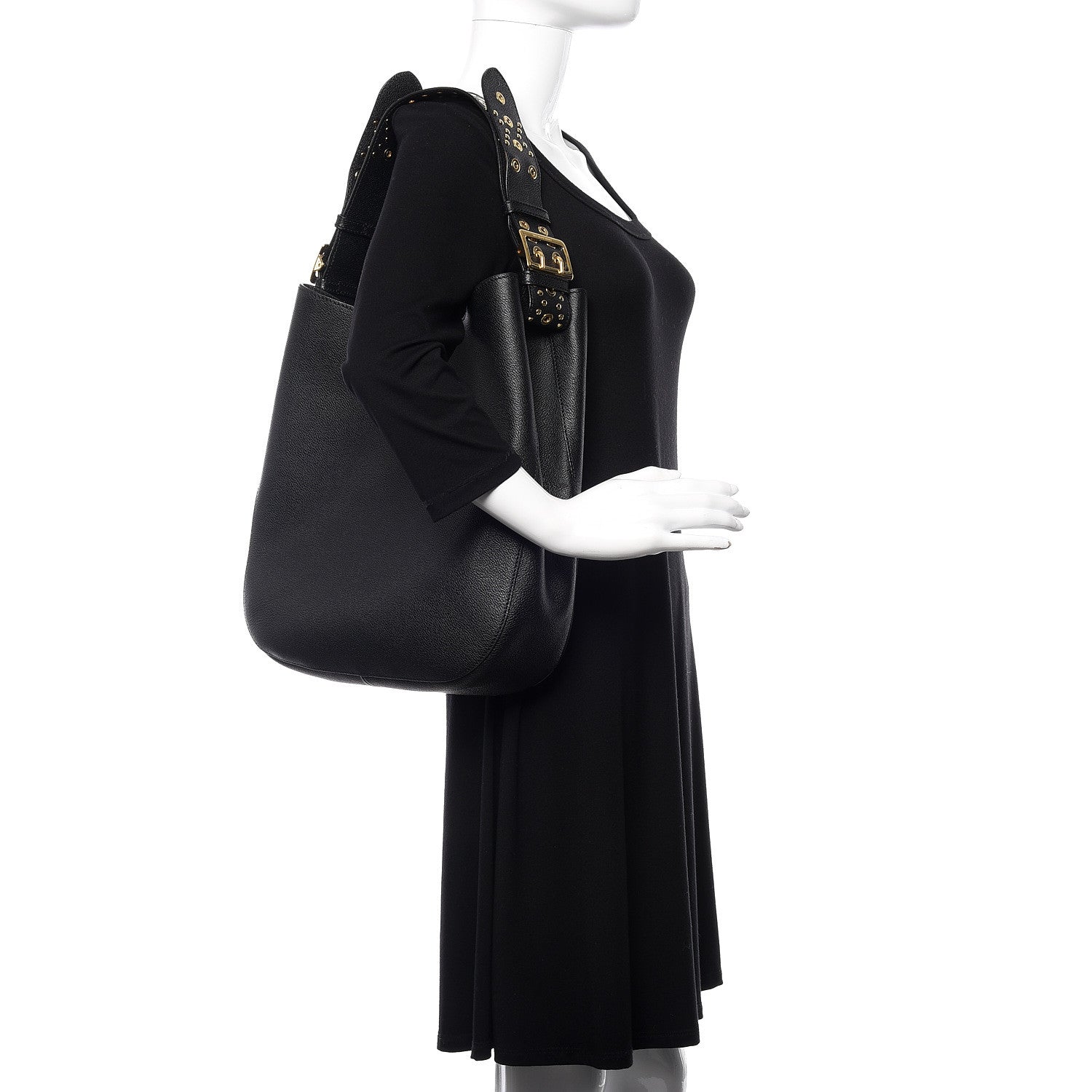 Burberry Soft Grainy Calfskin Small Studded Elmstone Hobo Black 2 of 10