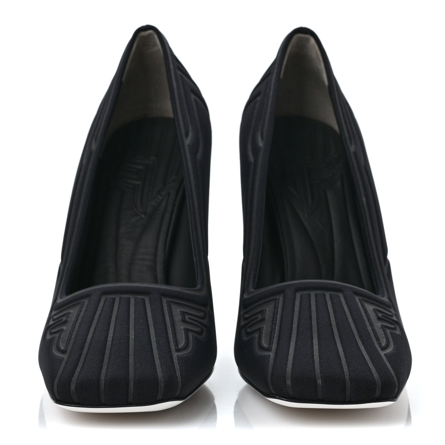 Fendi Lycra Film FF FFreedom Decollete Pumps 38.5 Black White 2 of 8