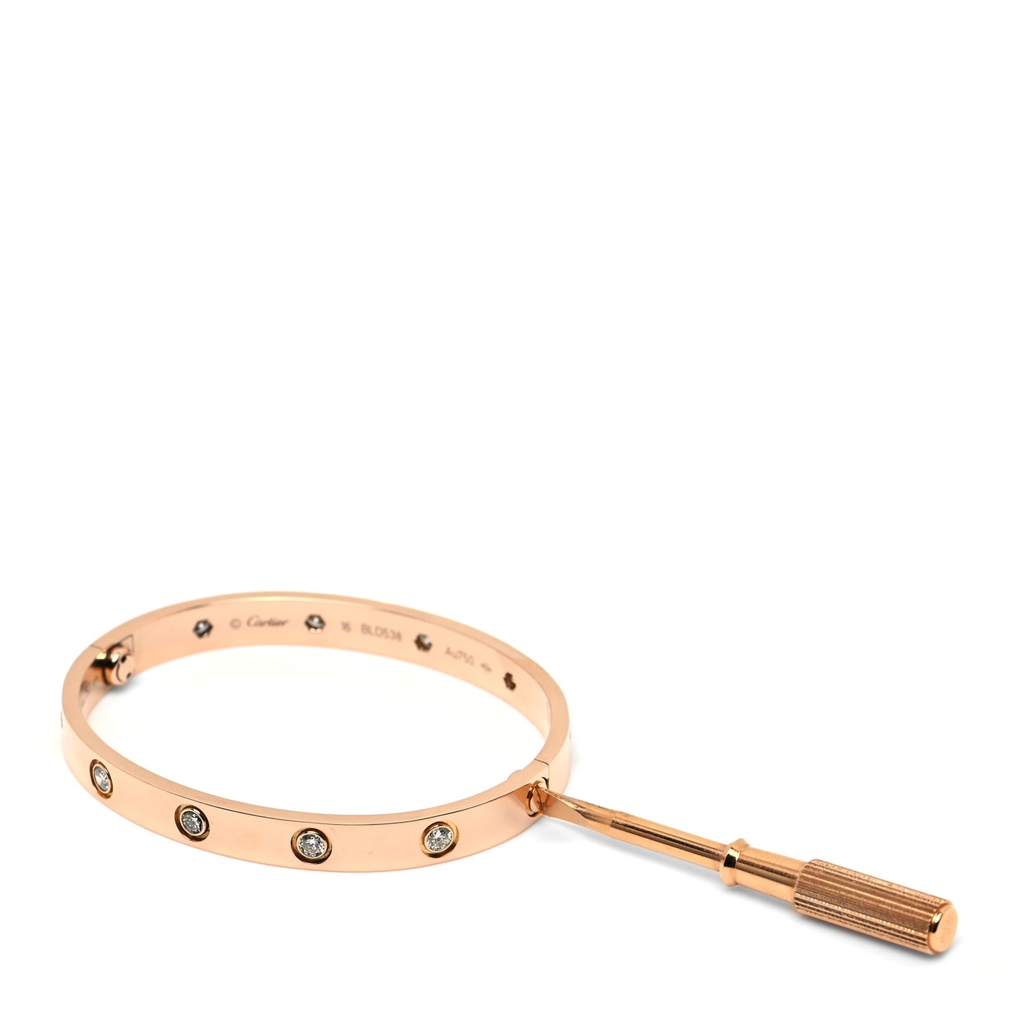 18K Pink Gold 10 Diamond LOVE Bracelet 16