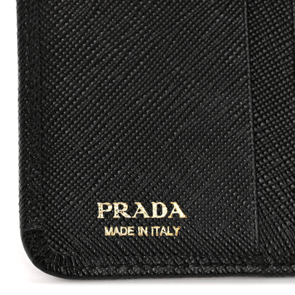 Prada Saffiano Compact Zip Around Wallet Black 6 of 9