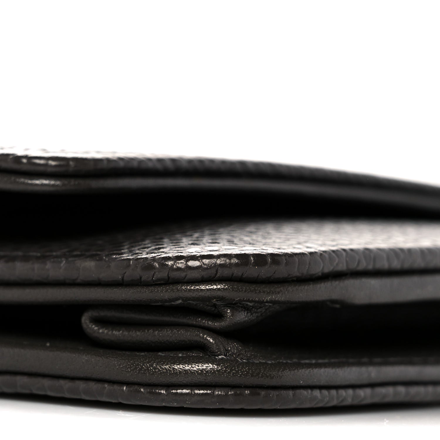 Chanel Metallic Caviar Timeless CC Wallet On Chain WOC Dark Silver 9 of 12