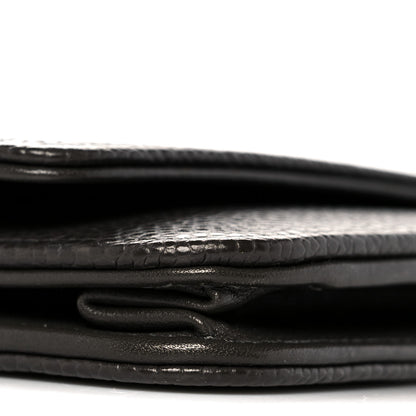 Chanel Metallic Caviar Timeless CC Wallet On Chain WOC Dark Silver 9 of 12