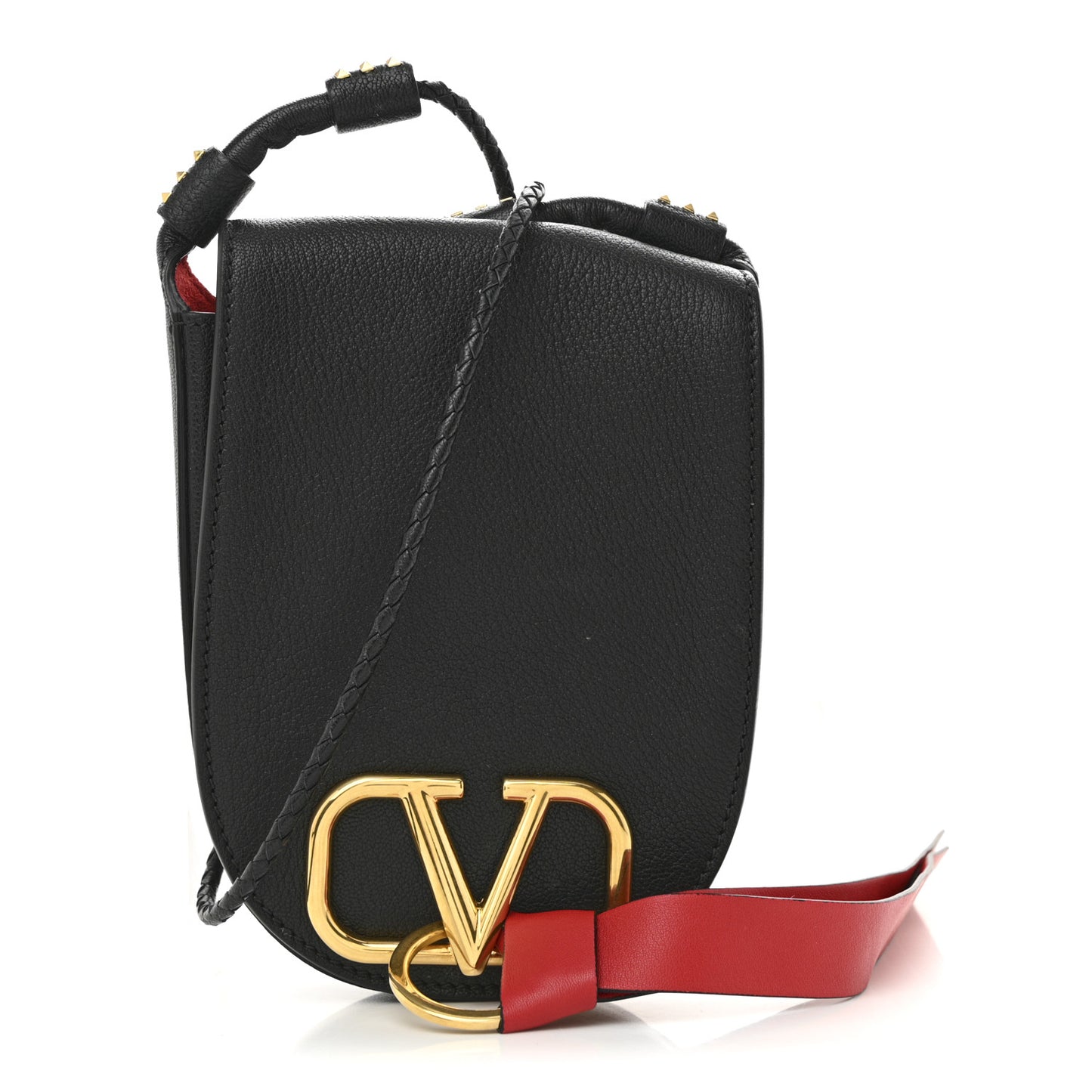 Goatskin VRing Crossbody Bag Black