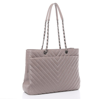 Chanel Aged Calfskin Chevron Quilted Timeless Tote Grey 3 of 8