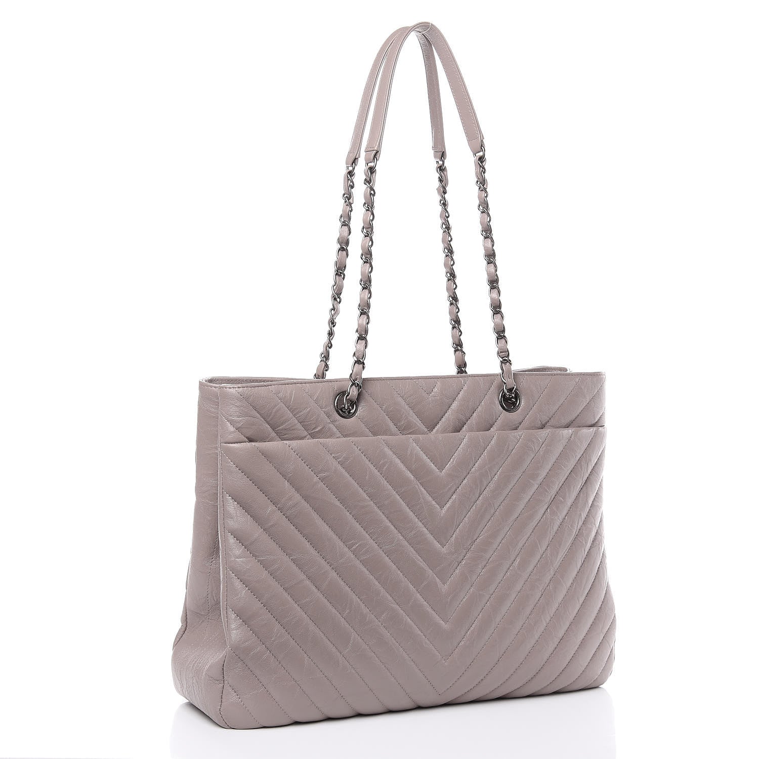 Chanel Aged Calfskin Chevron Quilted Timeless Tote Grey 3 of 15