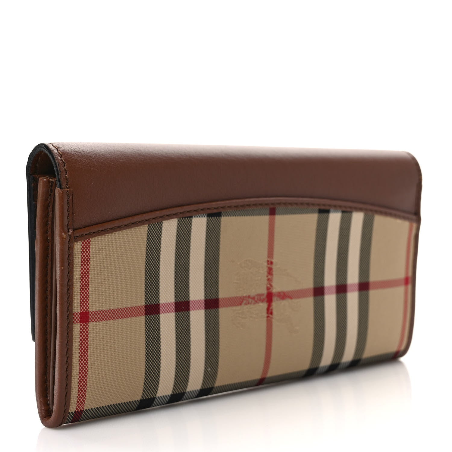 Burberry Calfskin Horseferry Check Porter Continental Wallet Tan 3 of 8