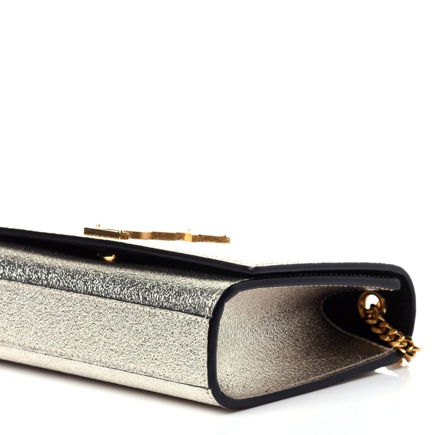 Metallic Calfskin Small Classic Monogram Kate Satchel Gold