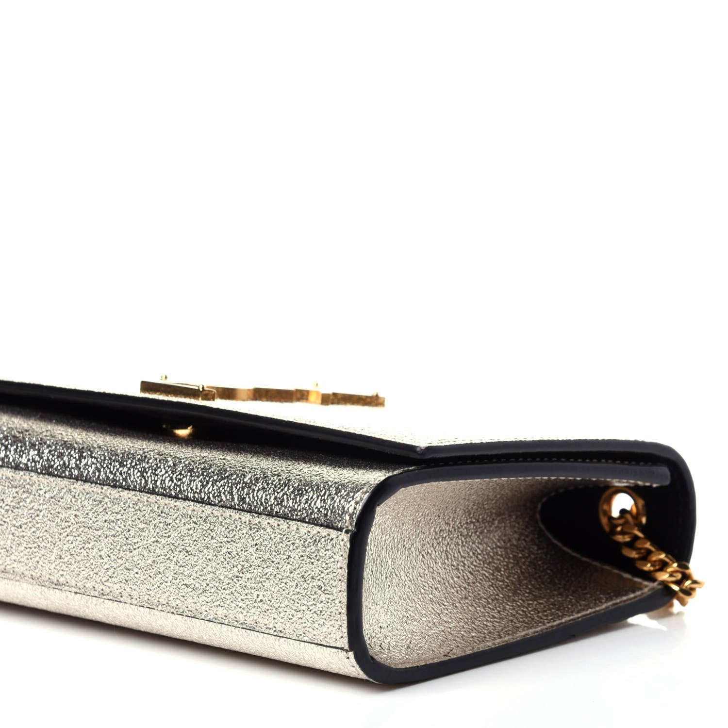 Saint Laurent Metallic Calfskin Small Classic Monogram Kate Satchel Gold 10 of 14