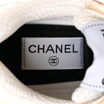 Chanel Fabric Laminated Calfskin Stretch CC Sneakers 36 White Gold Silver 6 of 8