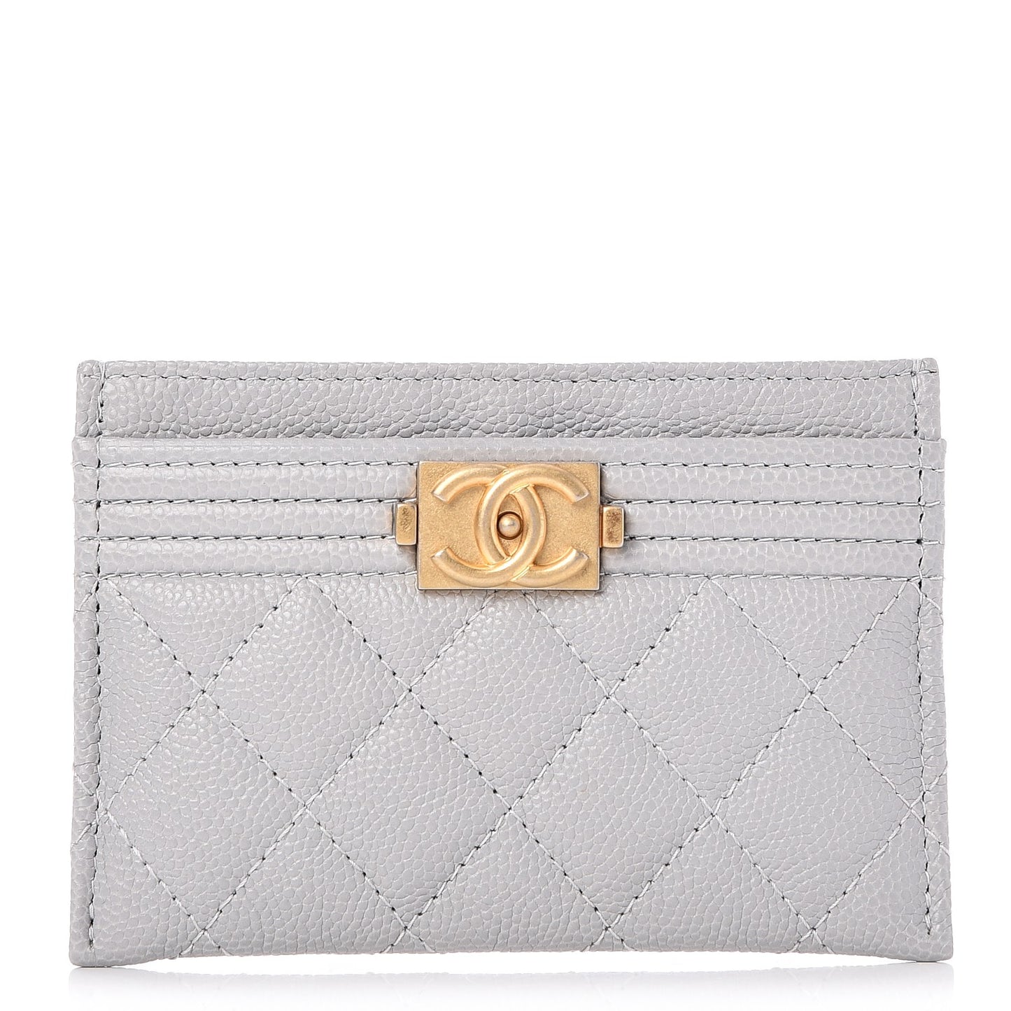 Caviar Quilted Boy Card Holder Grey