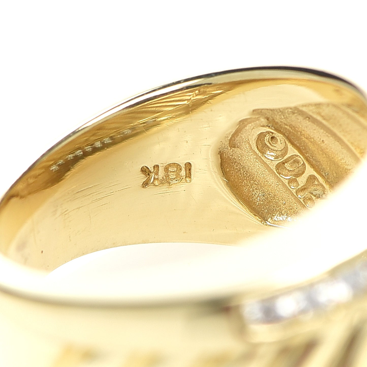 18K Yellow Gold Diamond Cable Cigar Band Ring 52 6
