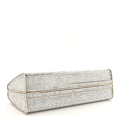 Judith Leiber Swarovski Crystal Top Handle Minaudiere Clutch Silver 4 of 16