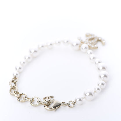 Chanel Pearl Crystal CC Bracelet Gold 3 of 5