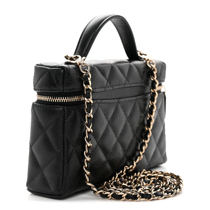 Chanel Caviar Quilted Top Handle Slim Vanity With Chain Black 3 of 11