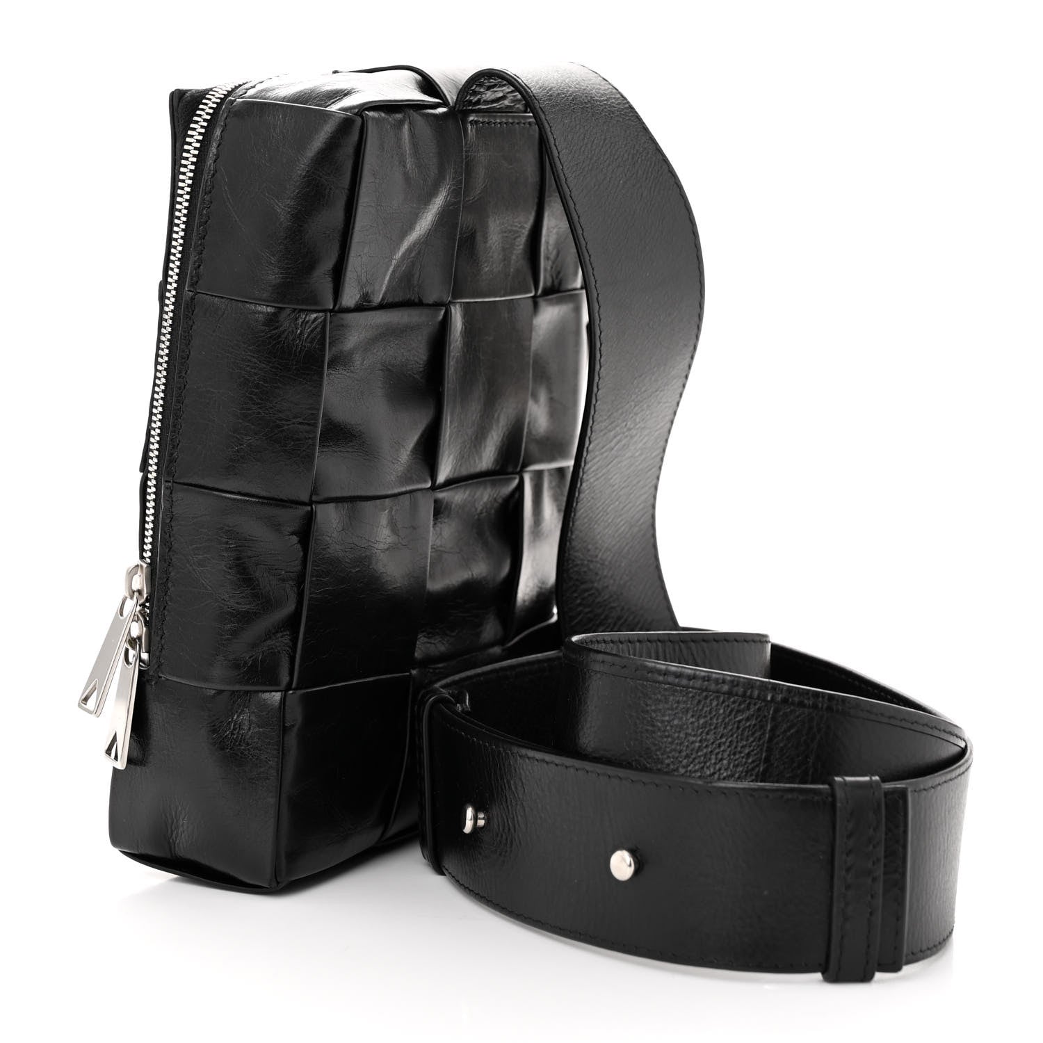 Bottega Veneta Paper Calfskin Intreccio Mini Cassette Sling Bag Black 3 of 11