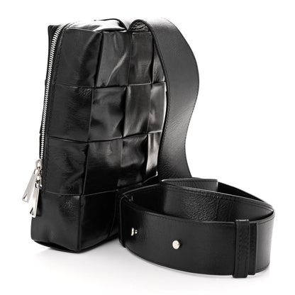 Bottega Veneta Paper Calfskin Intreccio Mini Cassette Sling Bag Black 3 of 11