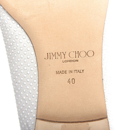 Jimmy Choo Shiny Calfskin Ministud Gala Bow Flats 40 White 9 of 9