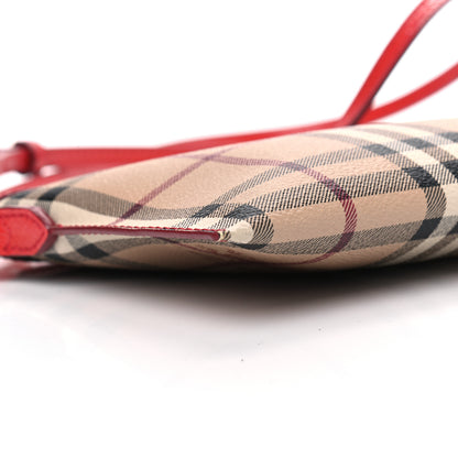 Burberry Haymarket Check Small Peyton Crossbody Clutch Bag Red 7 of 8