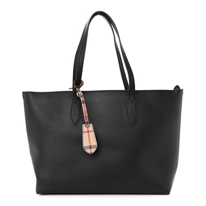 Burberry Grainy Calfskin Haymarket Colours Check Medium Zip Tote Black 1 of 11