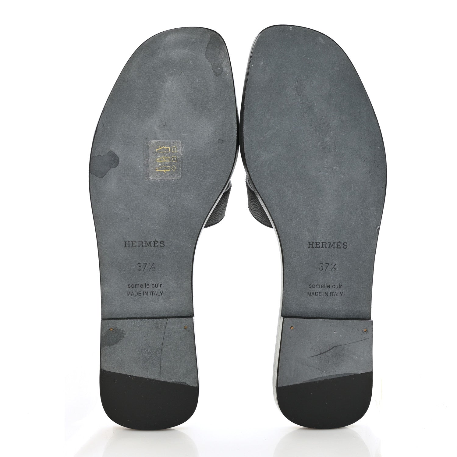 Hermes Epsom Oran Sandals 37.5 Black 5 of 11