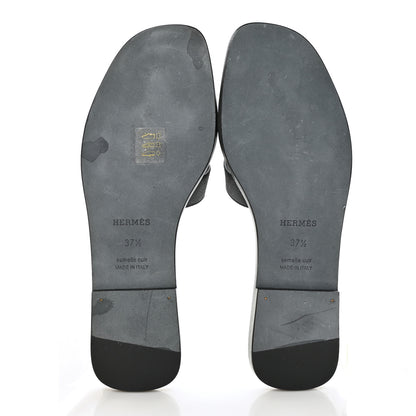 Hermes Epsom Oran Sandals 37.5 Black 5 of 11