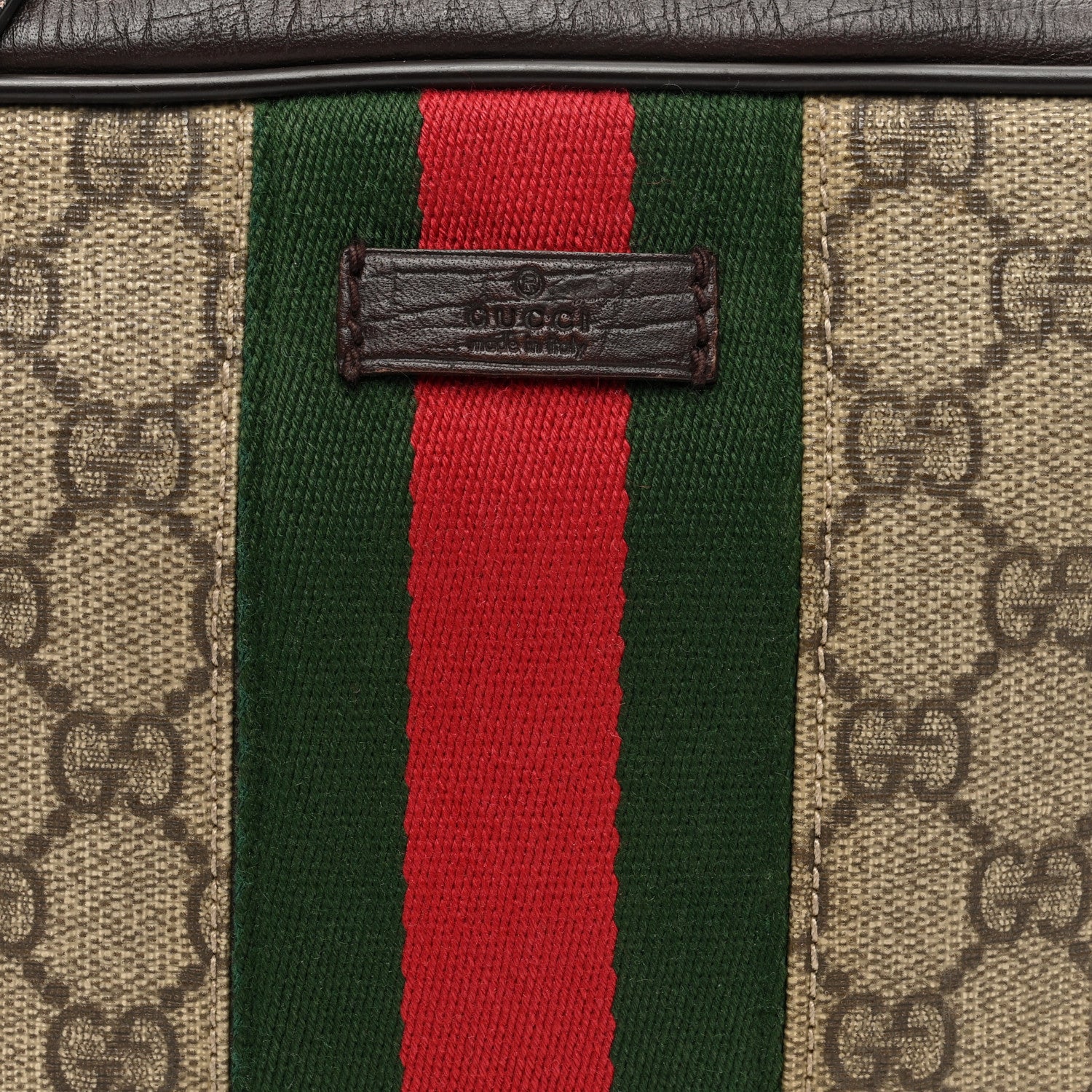 Gucci GG Supreme Monogram Canvas Web Shoulder Bag Brown 8 of 12