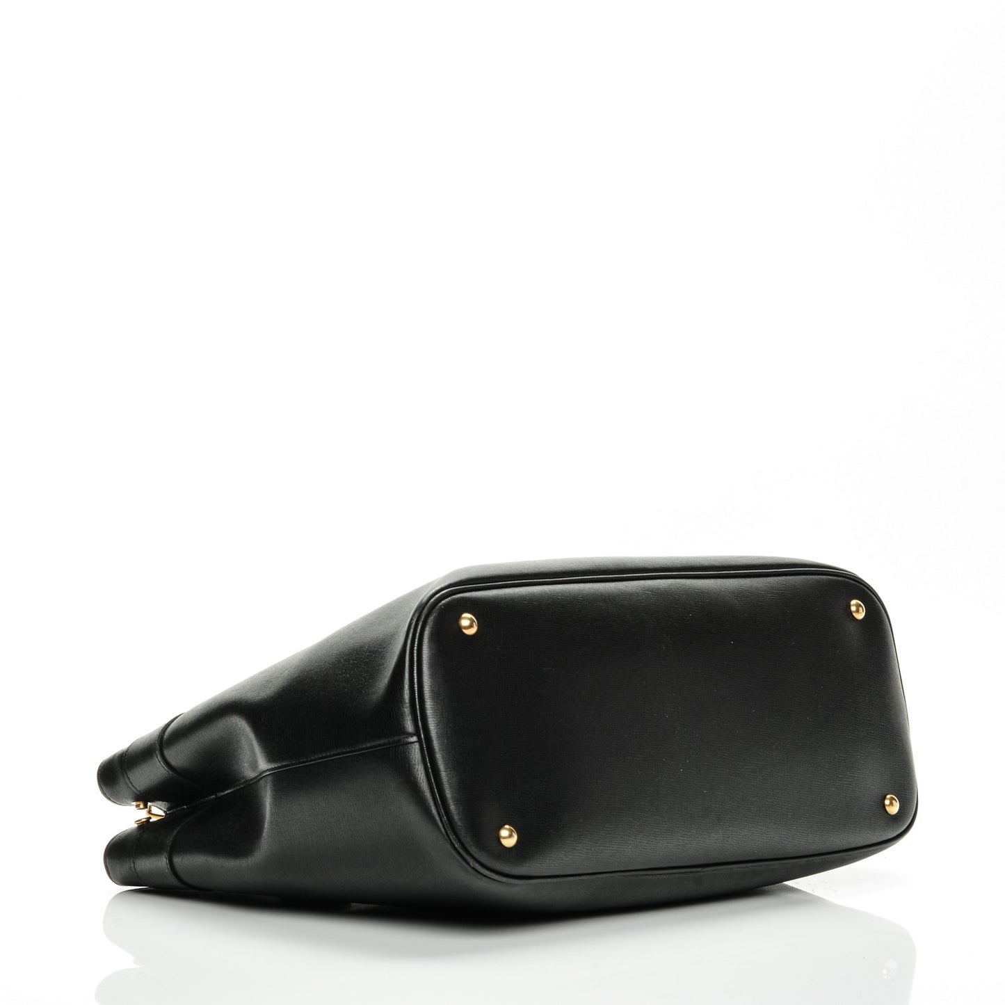 Textured Calfskin Large Bright Bit Tote Black