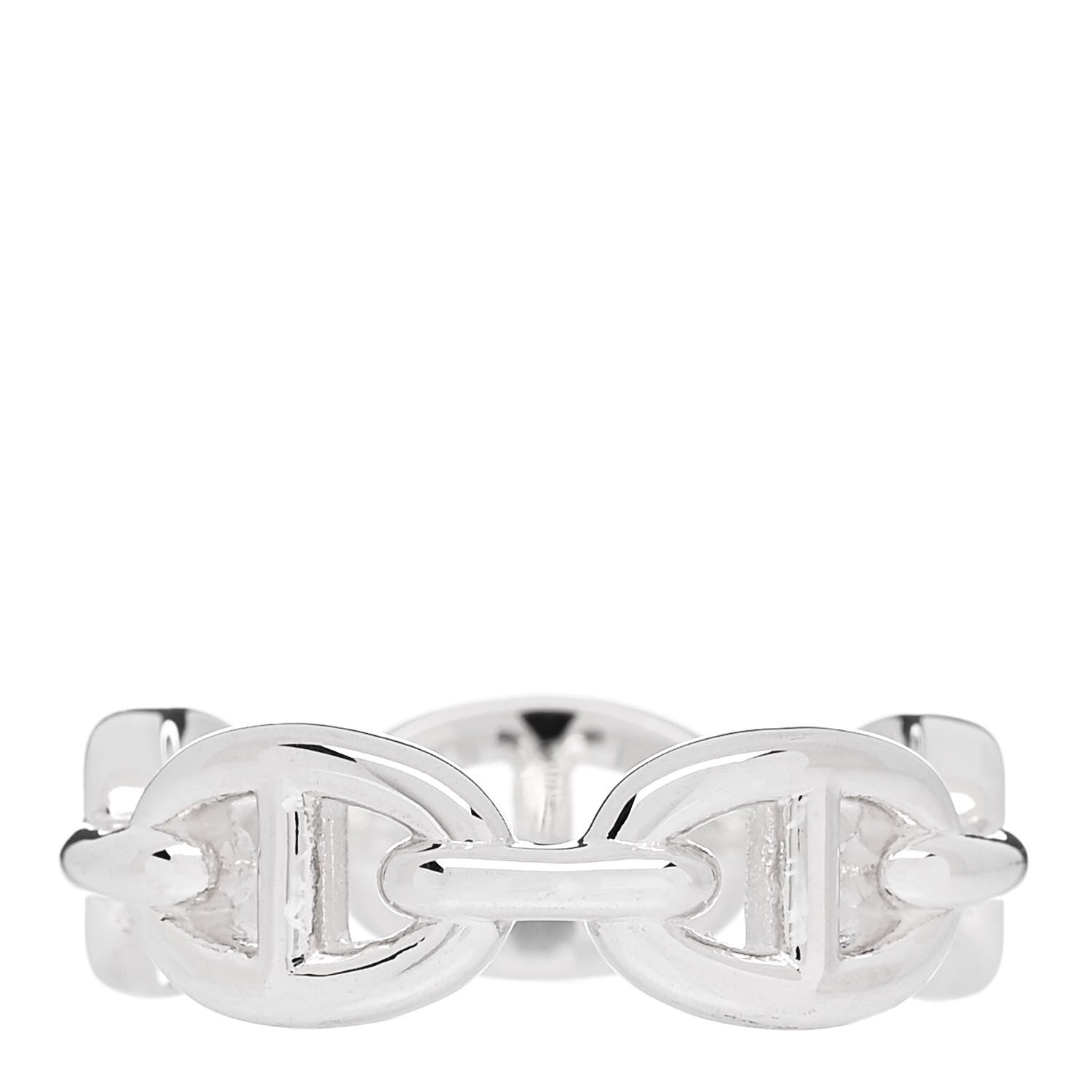 Hermes Sterling Silver PM Chaine d'Ancre Enchainee Band Ring 56 7.75 3 of 7