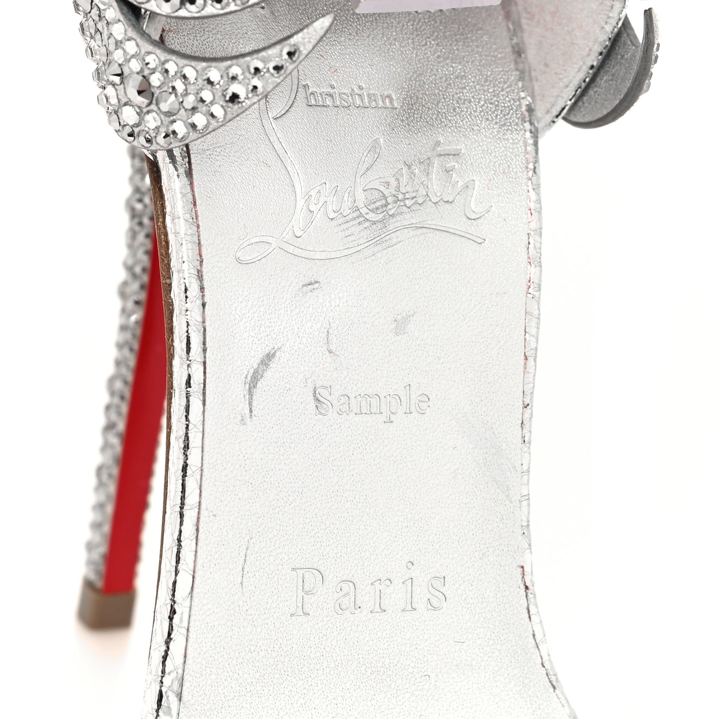 Strass Suede Patent Loubi Vega 120 Sandals 37 Silver