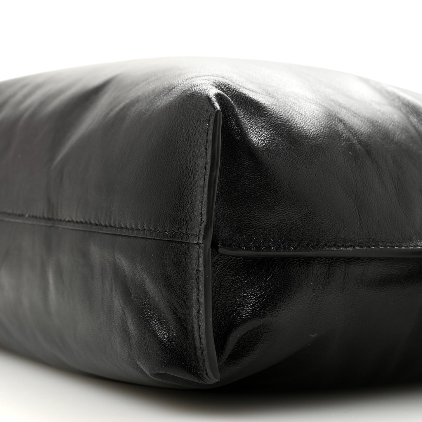 Shiny Nappa Lambskin Puffer Flamenco Knot Clutch Black