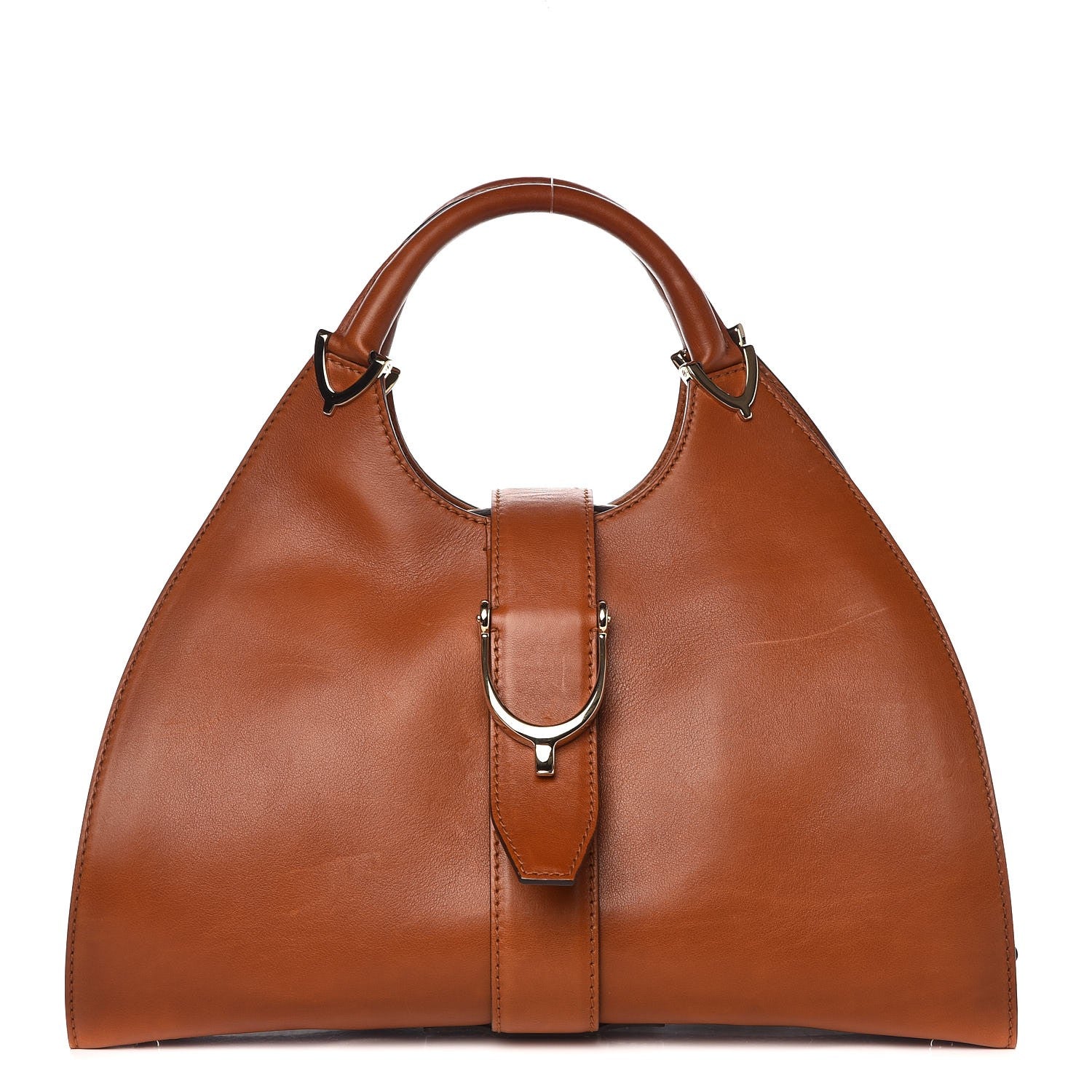 Gucci Calfskin Medium Stirrup Top Handle Bag Brown 1 of 10