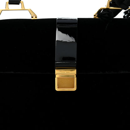 Miu Miu Velluto Vernice Madras Top Handle Bag Black 9 of 11