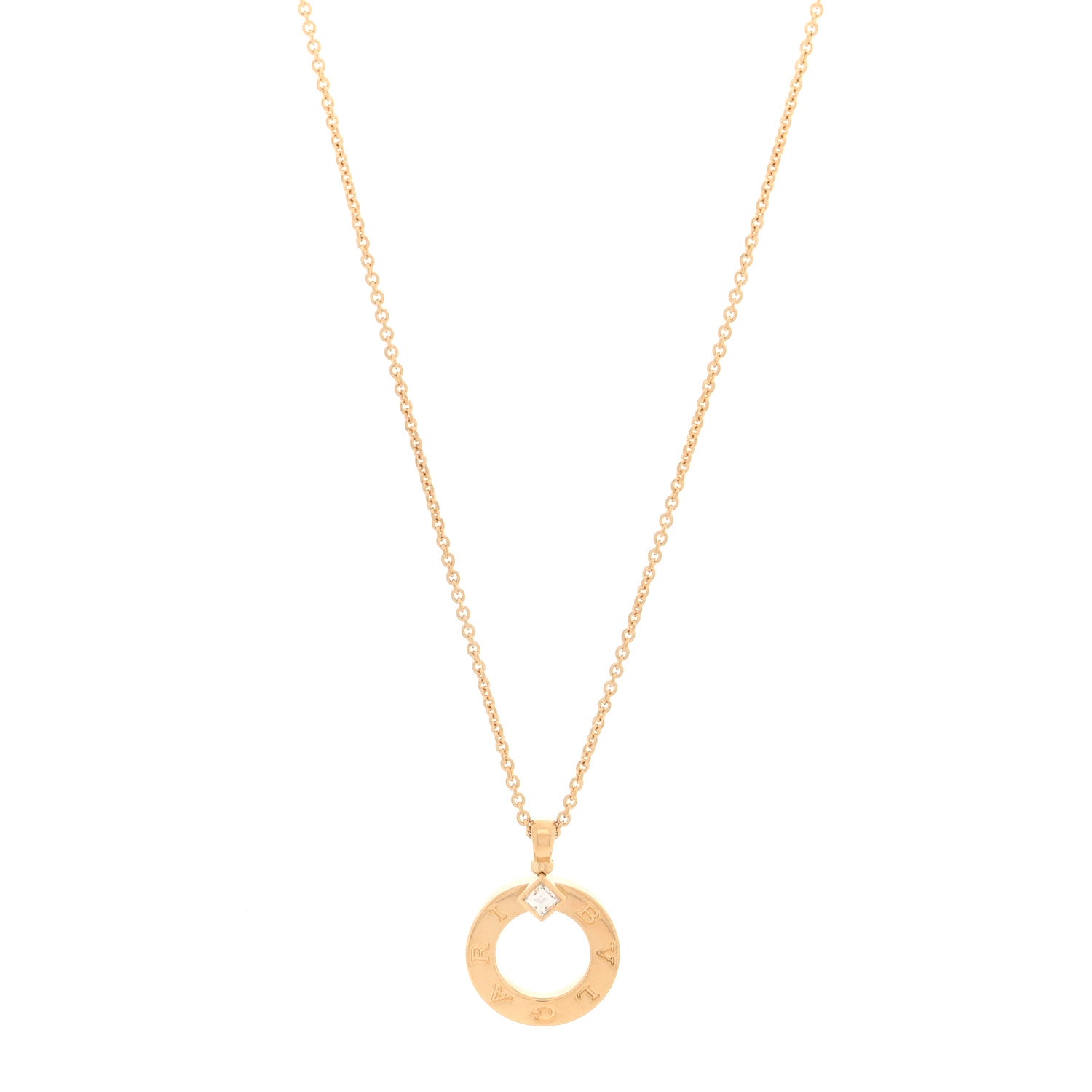 Bulgari 18K Yellow Gold Diamond BVLGARI Pendant Necklace 1 of 4