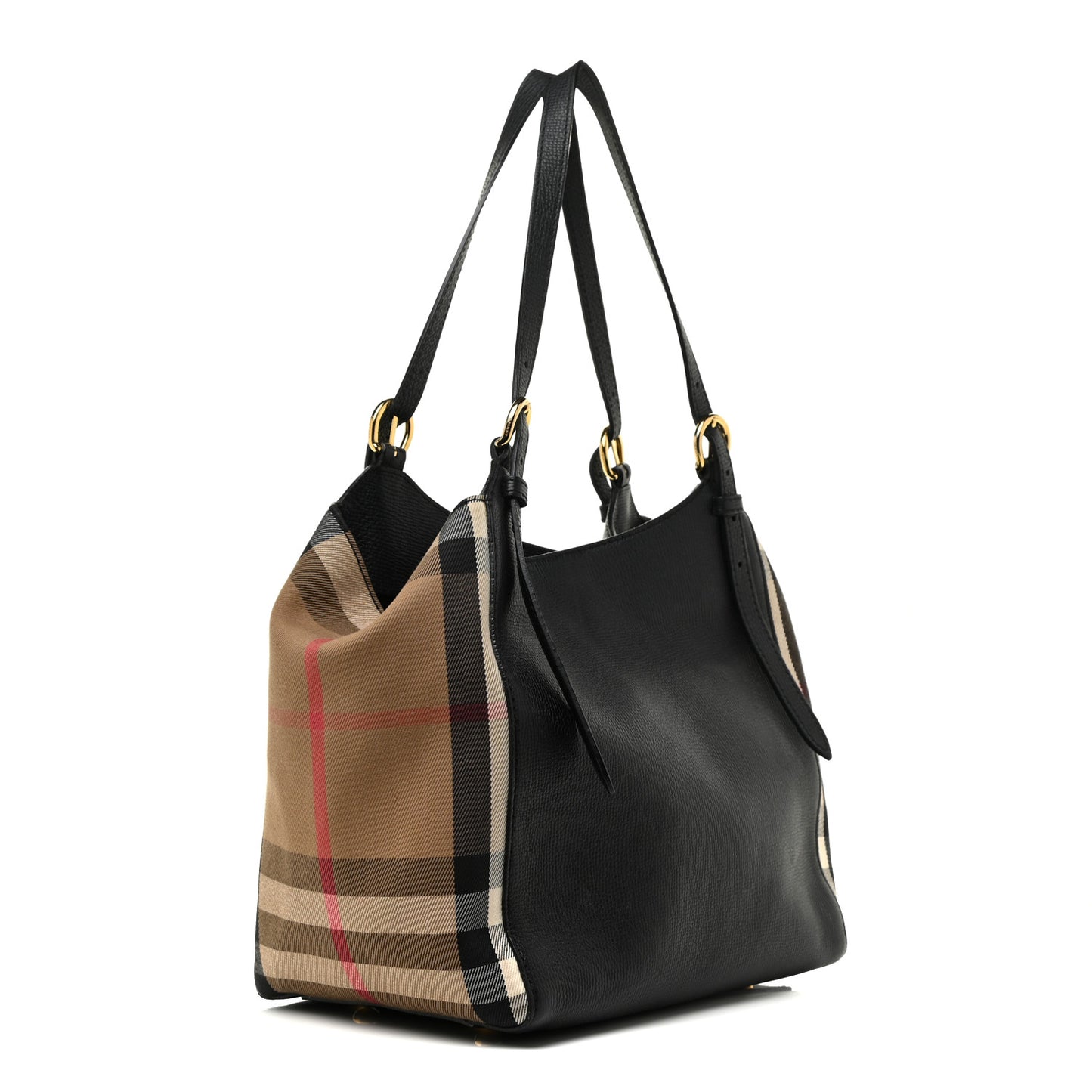 Grainy Calfskin House Check Small Canterbury Black