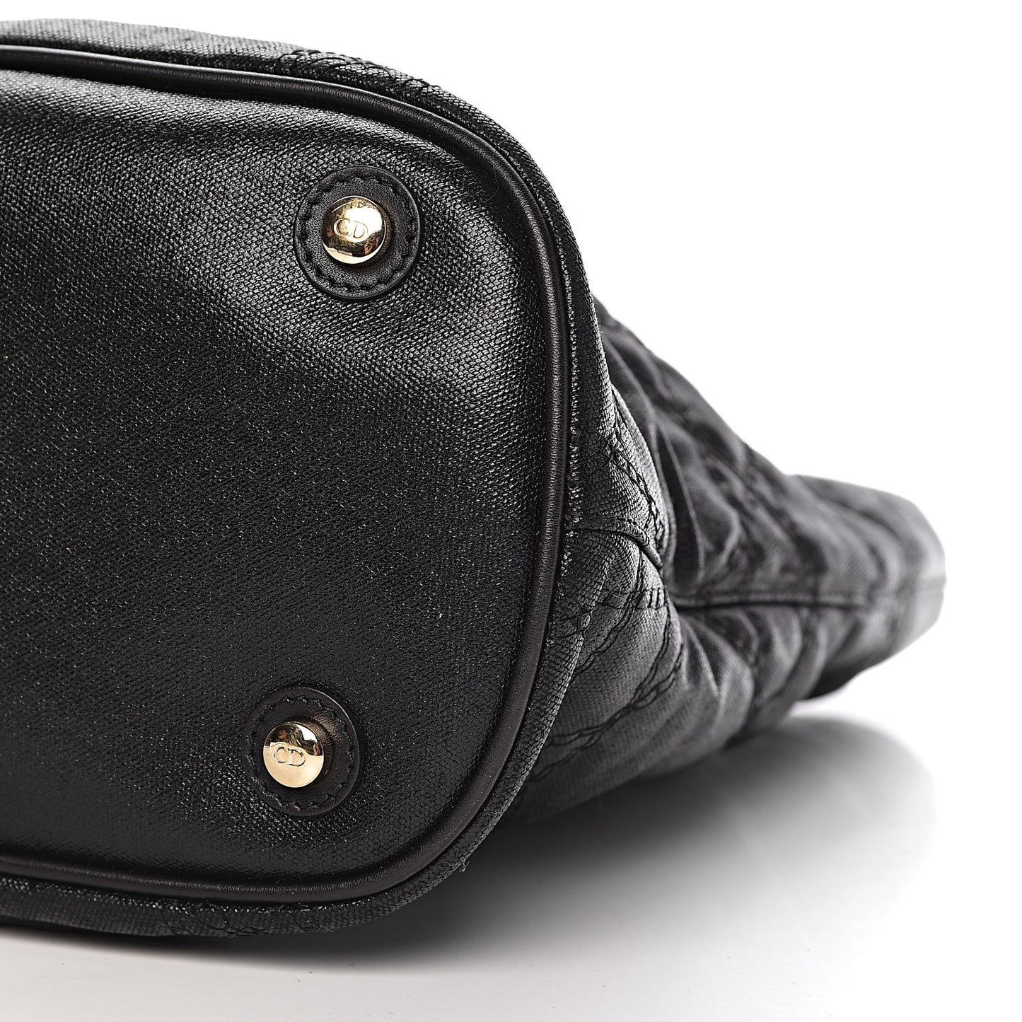 Coated Canvas Cannage Large Dior Soft Shopping Tote Black
