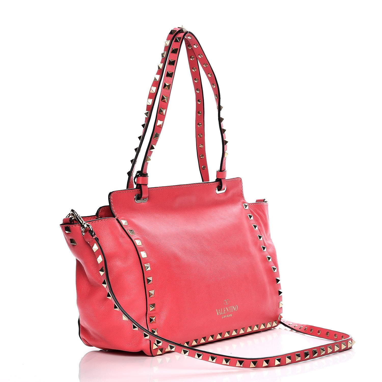 Valentino Garavani Vitello Small Rockstud Tote Deep Rose 4 of 9