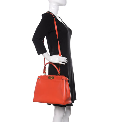 Fendi Vitello Morgan Shiny Nappa Medium Peekaboo Iconic Satchel Papavero 2 of 8