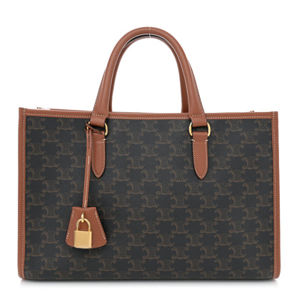 Celine Triomphe Canvas Calfskin Mini Horizontal Cabas Tan 1 of 11