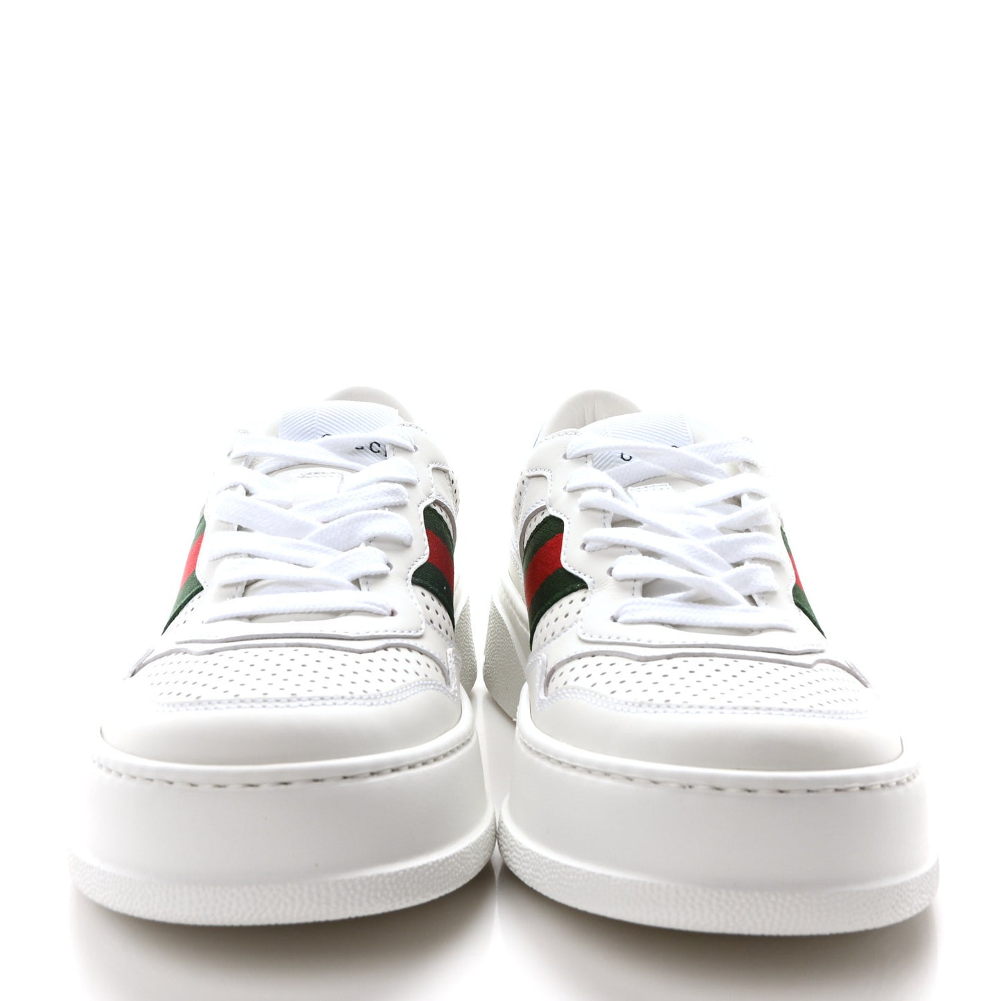 Calfskin Web Perforated Womens Platform 55mm Sneakers 37.5 White Bright Splash
