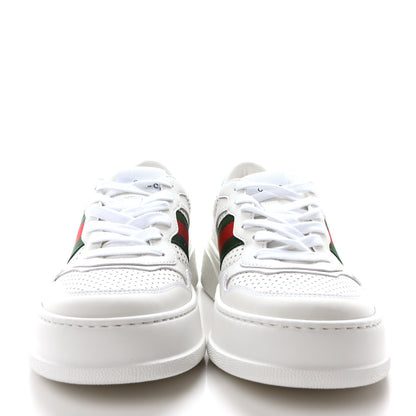 Gucci Calfskin Web Perforated Womens Platform 55mm Sneakers 37.5 White Bright Splash 3 of 9