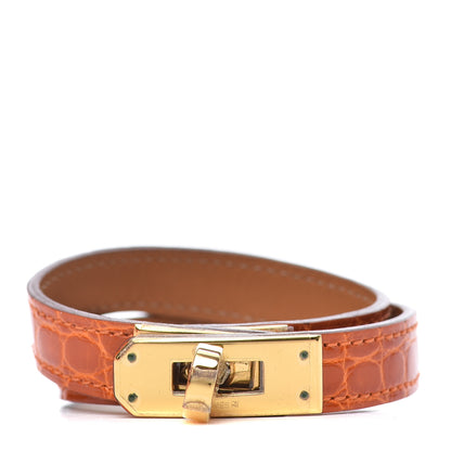 Hermes Shiny Alligator Kelly Double Tour Bracelet S Orange 1 of 5