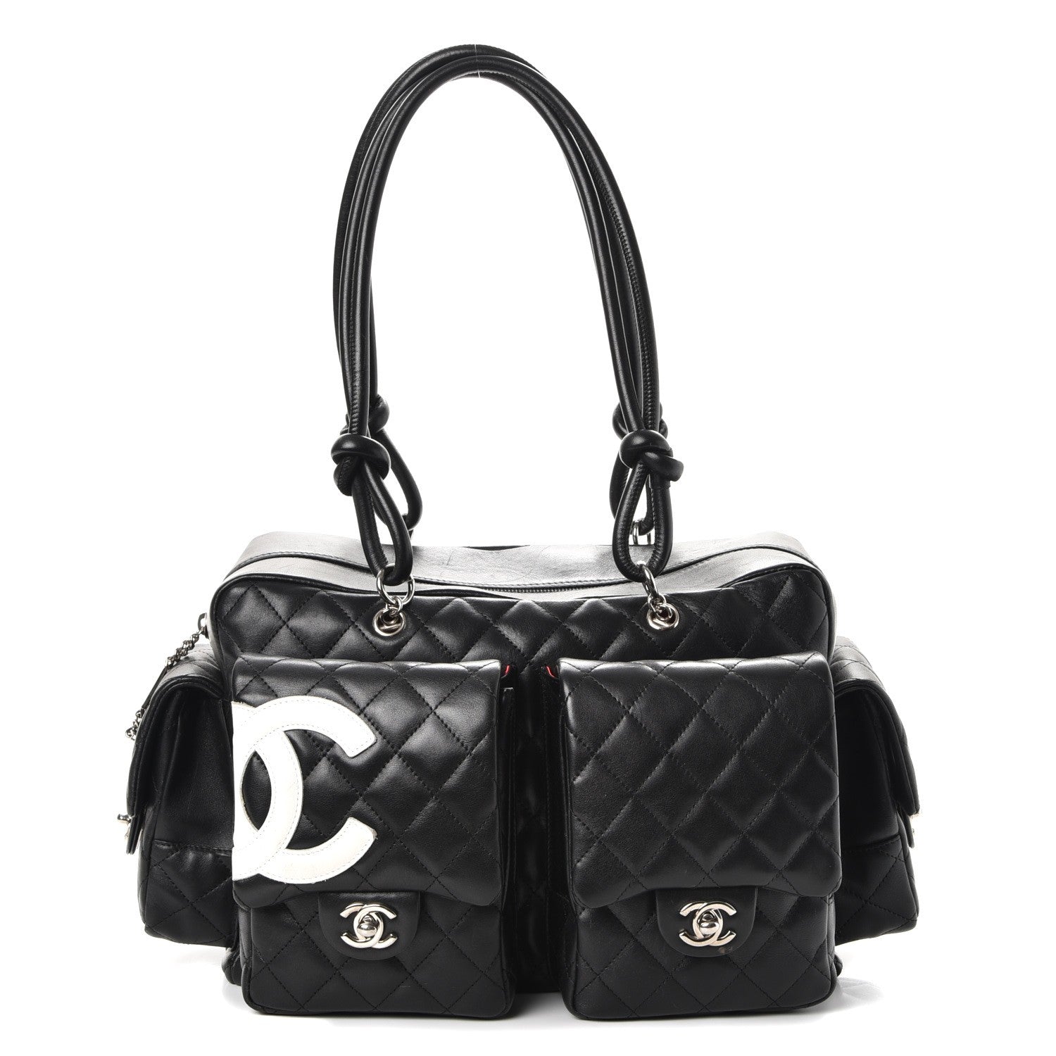 Chanel Calfskin Quilted Large Cambon Multipocket Reporter Black White 1 of 8